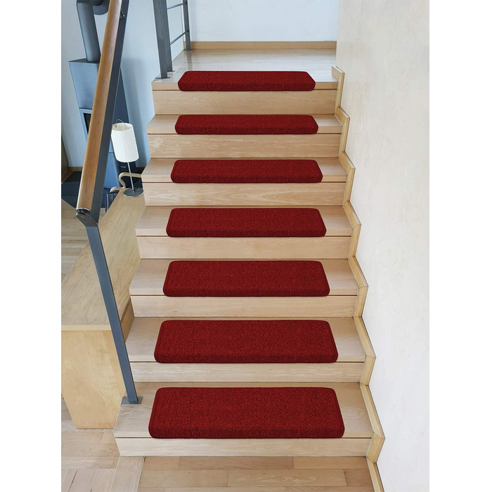 Kettelservice-Metzker Stair Treads/Stair Mats Ariston Rectangular 15 Pieces Burgundy 15 Pieces Burgundy Rectangular
