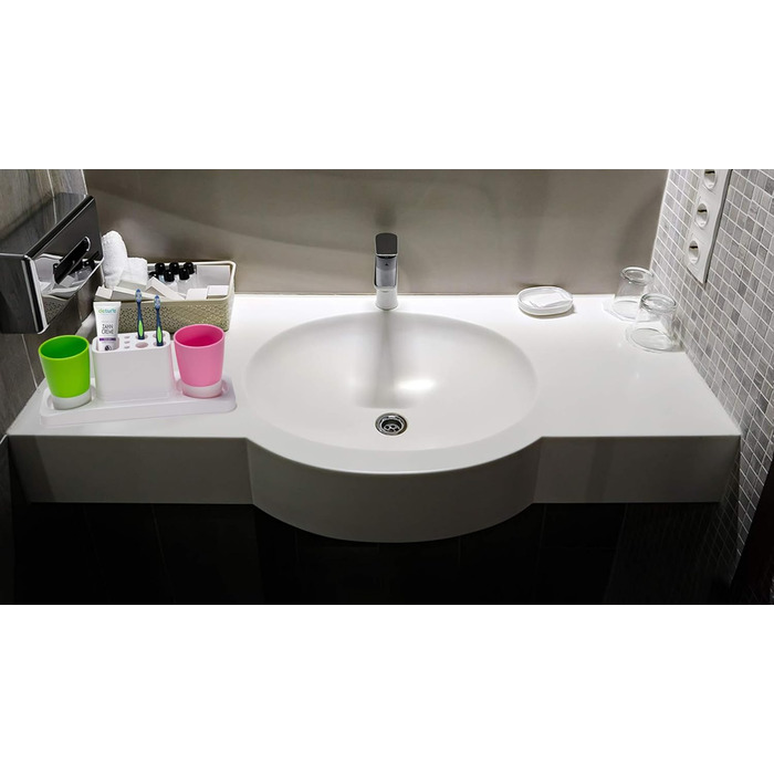 Plastic toothbrush holder, bathroom toothbrush holder, with 2 cups