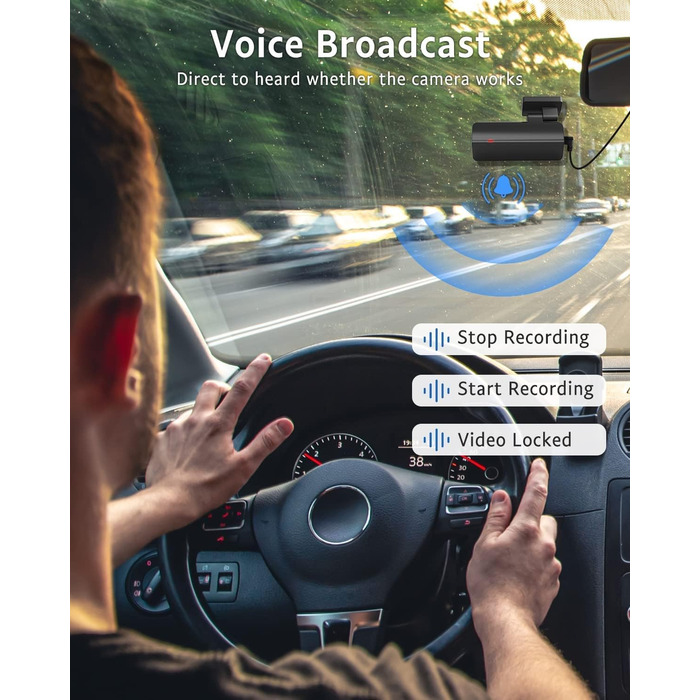 Відеореєстратор GKU Dashcam Auto: 2.5K, 1600P, WiFi, 170° Кут огляду, Mini, WDR, Нічне бачення, G-сенсор, Паркування, Loop, App, 256GB