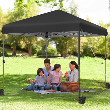YITAHOME Outdoor Pop-Up Gazebo with Sides, Folding Gazebo, Waterproof Folding Garden Gazebo for All Seasons, Camping Gazebo, Anti-UV with Free Adjustable Height for Parties, Markets (Black, 2.5 x 2.5 m)