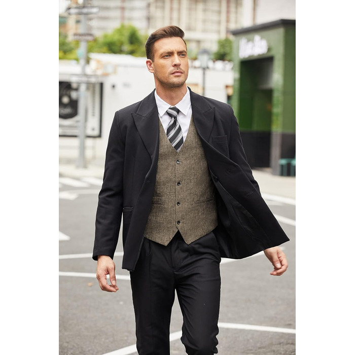 Жилет чоловічий COOFANDY, коричневий, для вечірок, ділових зустрічей та святкування, модель V-подібного вирізу