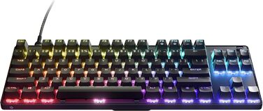 SteelSeries Apex 7 - Механічна ігрова клавіатура з OLED дисплеєм - QWERTZ (оптичні перемикачі, TKL, американська клавіатура)