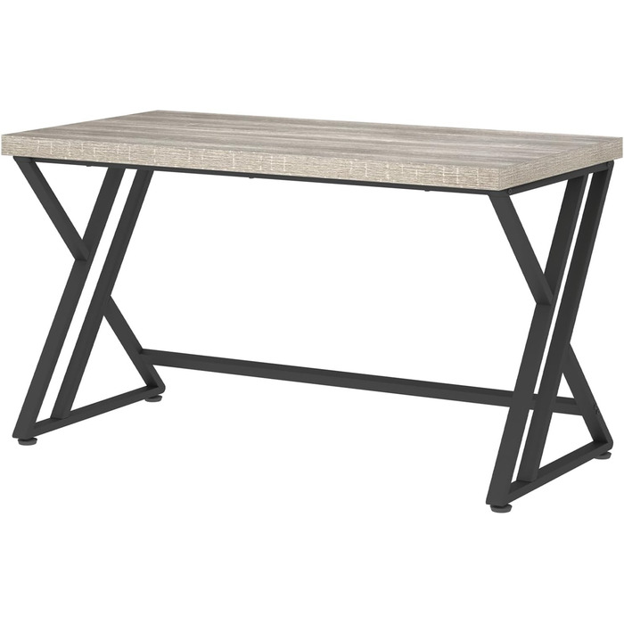 Long Computer Desk - Industrial Design Study Table for Home Office - Wood Top - 140 x 60 x 75.5 cm