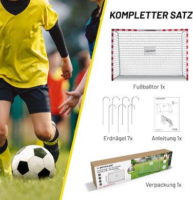 Ворота футбольні Dunlop 240x160x85/120x300x200 см, метал, для тренувань, всі вікові групи, проста збірка (біло-червоні)
