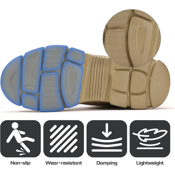 Черевики робочі зимові чоловічі/жіночі, зимові захисні черевики з підкладкою, водонепроникні, черевики безпеки зі сталевим підноском, антиковзкі, теплі, з швидкою застібкою, самозатягування, 36-46 EU, бронзові, 45 EU