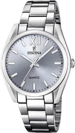 Жіночий аналоговий годинник Festina Boyfriend Collection F20622, сталь 316L, кварцовий механізм, мінеральне скло, водонепроникність 5 ATM, сірий