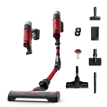 Акумуляторний вертикальний пилосос Rowenta X-Force Flex 9.60 Complete RH2099WO, 100 AW, з LED-підсвіткою та повним набором насадок, червоний