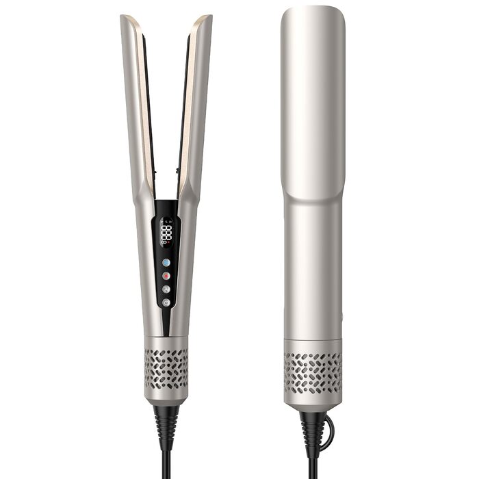 Фен-випрямляч для волосся 1300W з іонізацією, 4 температурні режими (90℃-160℃), 2-в-1, самоочищення (золотий)