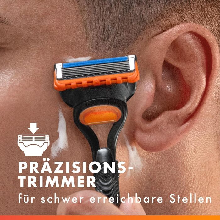 Чоловіча бритва Gillette Fusion5, металева, чорна (1 станок + 3 змінні касети)