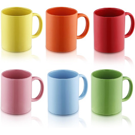 Evanda Coffee Mugs, Set of 6, Large 350 ml Ceramic Cups, Drinking Glasses, for Coffee, Tea, and Mulled Wine, Dishwasher Safe (Mixed Color)