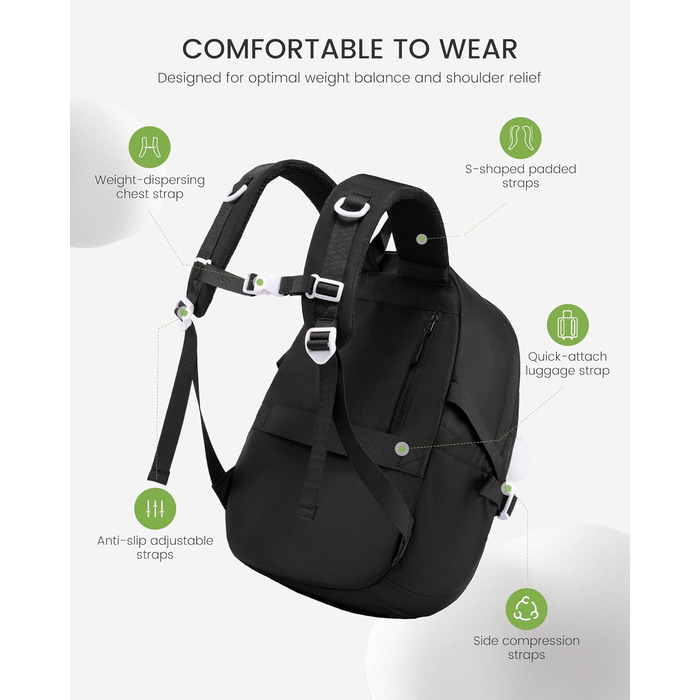 Шкільний рюкзак LOVEVOOK для підлітків та дівчаток, 5 клас, з нагрудною стрічкою, легкий, 15.6', чорний