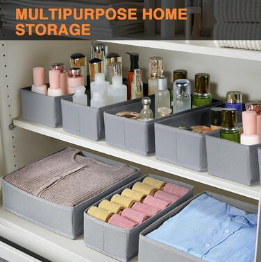 Drawer Organizer - Foldable Underwear Organizer Storage Box Fabric 16 Pieces Closet Organizer for Clothes, Socks (15 Pieces, Gray)