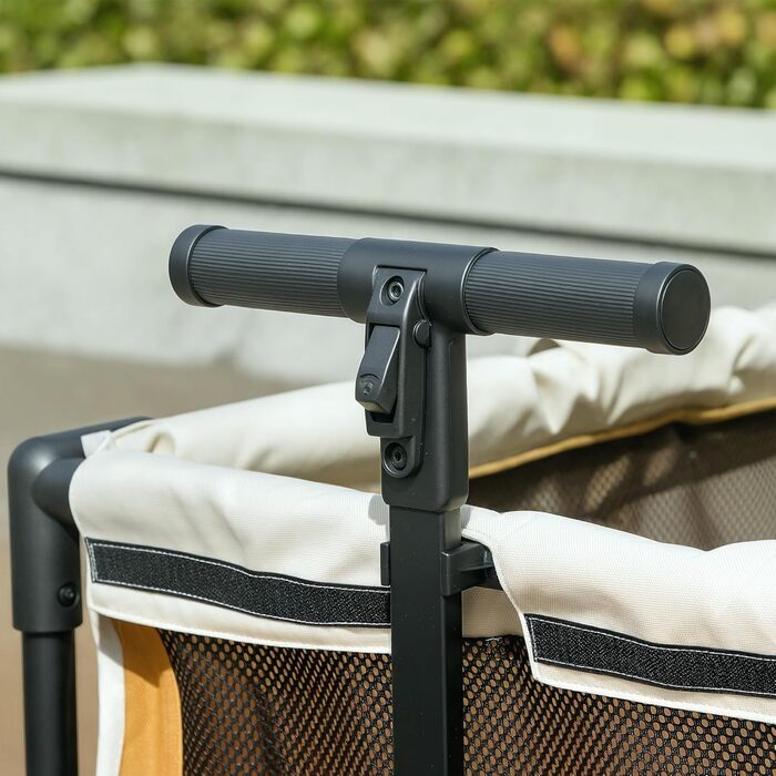 PawHut 2-в-1 візок для собак та котів, розкладний, до 30 кг, з подушкою, сітковими віконцями, 2 дверима, кишенькою для зберігання, коричневий