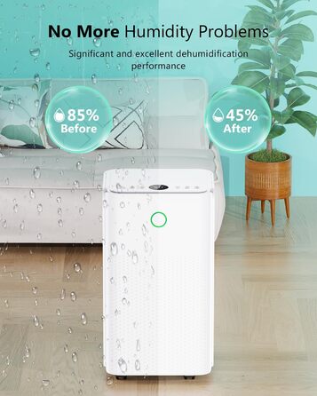Електричний осушувач повітря 12л/день - тихий, з 3 режимами, таймером, автоматичною відтайкою та енергозбереженням для дому, квартири, підвалу