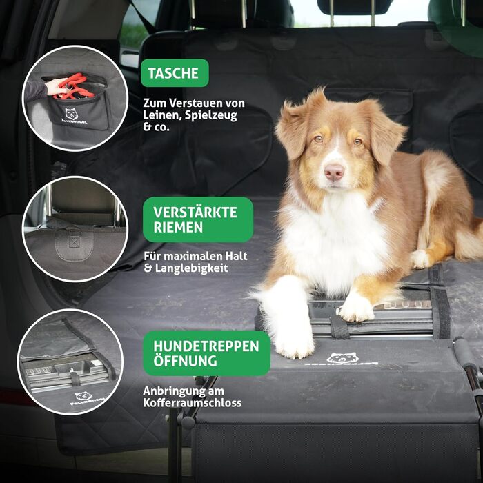 Захист для багажника авто для собак [надміцний клямка] - килимок для багажника, ковдра для собак, SUV, Kombi, Kleinwagen - захист від вологи та бруду - безпечна перевозка собак, стандартний чорний колір