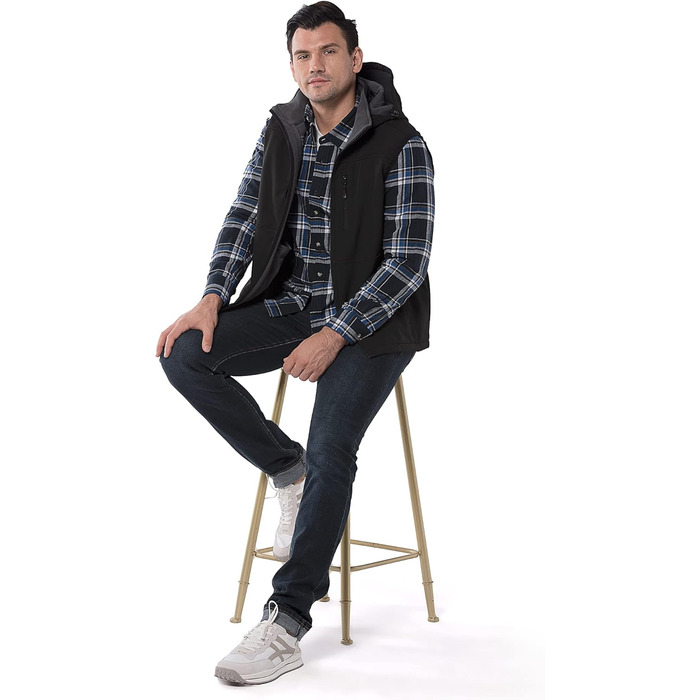 Чоловіча тепла жилетка Softshell з капюшоном, чорна XXL - водонепроникна, без рукавів