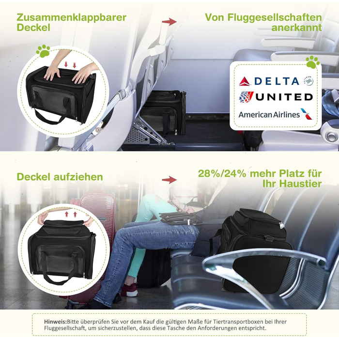 Транспортна сумка для кота та собаки, переноска для тварин (чорна, L)