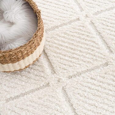 Килим для вітальні та спальні, кремовий, 120x170 см, з малюнком ромбічної форми, 3D-ефект, килим під ліжко, бохо, сканди (кремовий, в клітинку, 200x290 см)