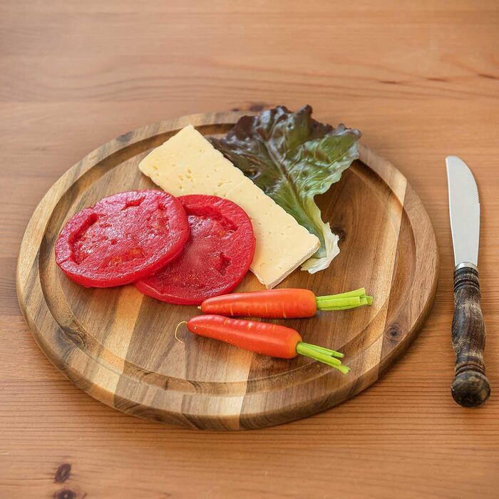 Fleischteller Akazie 4 x Wooden Plates Snack Plates Bread Plates Cutting Boards Ø 30 cm