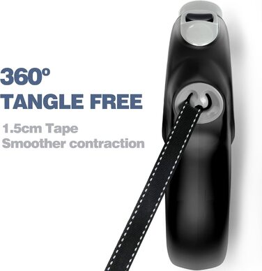 Рулетка для собак Fida 8м, чорна, до 50кг, 2025