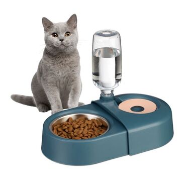 Relaxdays Blue Food Bowl with Water Dispenser