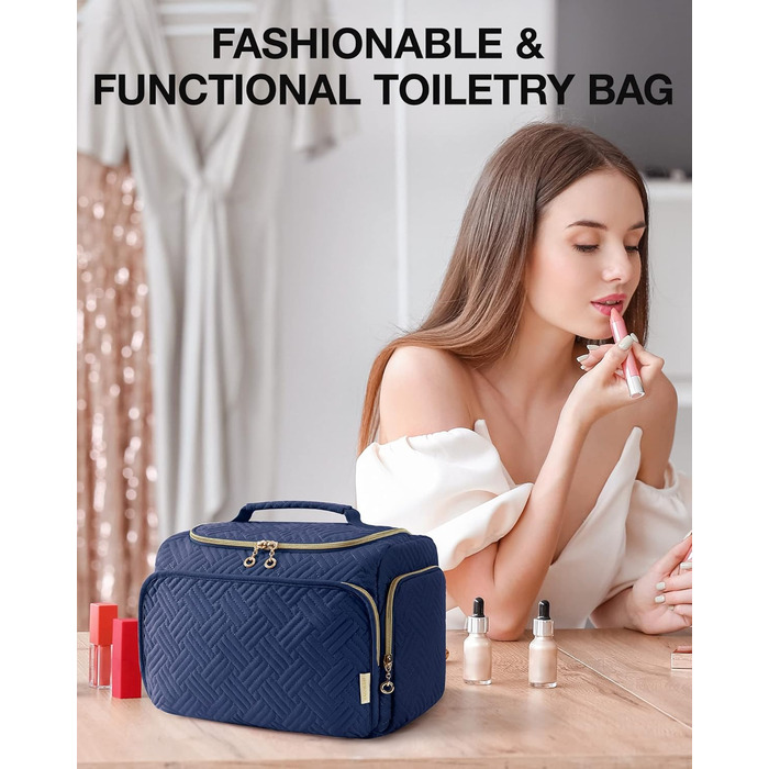 BAGSMART Косметичка для подорожей велика, Navy Blue (Військово-морський блакитний)