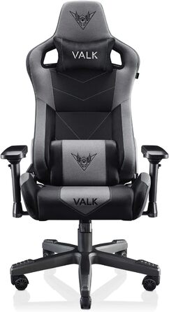 Ігровий крісло VALK Gaia з дихаючого матеріалу, ергономічний офісний крісло, кут нахилу спинки 160º, 4D підлокітники, газліфт Класу 4, професійне геймерське крісло (Онікс Чорний)