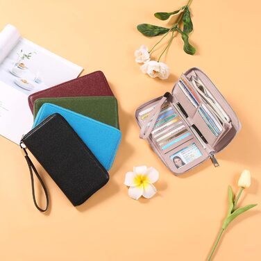 GAEKEAO Women's Wallet, Large Capacity Leather Women's Wallet Zipper Clutch with RFID Blocking and Multiple [Card/Cash] Slots