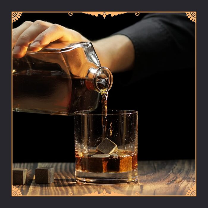 Набір кулінарних каменів для віскі GOURMEO 9 - 9 каменів для охолодження віскі, нержавіюча сталь, аксесуари для віскі