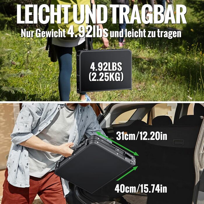 Складаний туристичний стіл Garllen 87x40 см, 3 висоти (26/48/70 см) - для кемпінгу, пікніків, саду та грилю