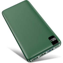 Power Bank Riapow 26800mAh: Швидка зарядка USB-C, 4 порти, LED-дисплей, для смартфонів та планшетів (зелений)