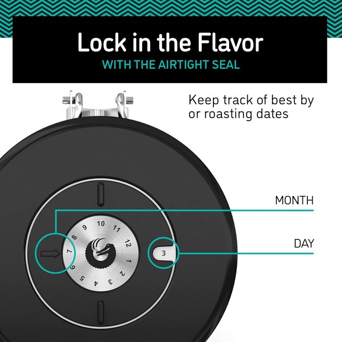 Контейнер для кави Coffee Gator з нержавіючої сталі, герметичний, з датчиком дати та CO2-вентилем, мірна ложка, для кавових зерен, кавової гущі, горіхів, чаю, цукру, борошна, сріблястий