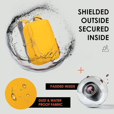 Рюкзак для камери Tarion TR-XL жовтий, водонепроникний, для DSLR з відділенням для ноутбука 15.6 дюймів та дощовиком