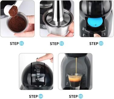 Cafilas багаторазова кавова капсула для Dolce Gusto, нержавіюча сталь, з ложкою, щіточкою та темпером