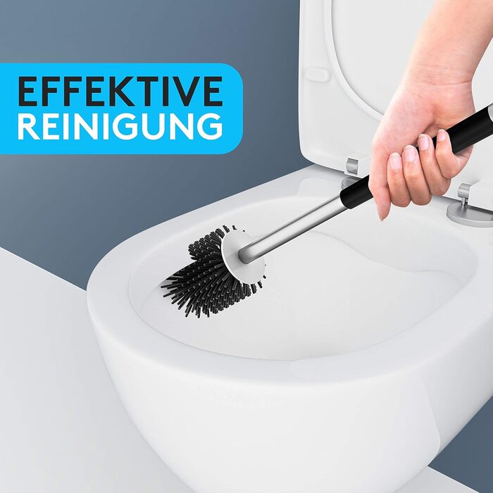 Щітка для унітазу Meister Faktur чорна - з дихаючою підставкою, антибактеріальна, для ефективного прибирання