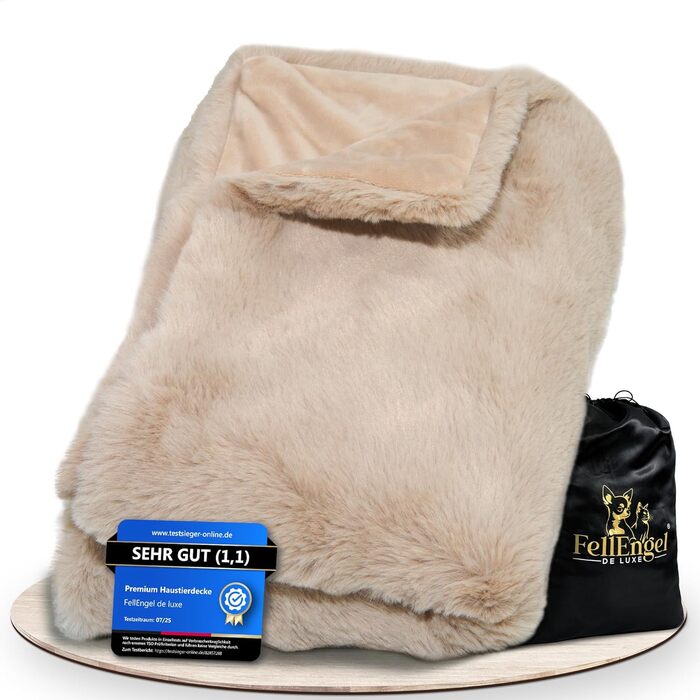 М'яка ковдра для собак та котів, 100x70 см, кашемір бежевий