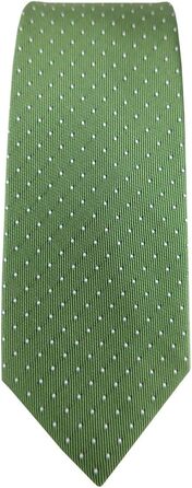 Краватка шовкова TigerTie вузька, зелено-срібляста в горошок | Дизайнерська краватка