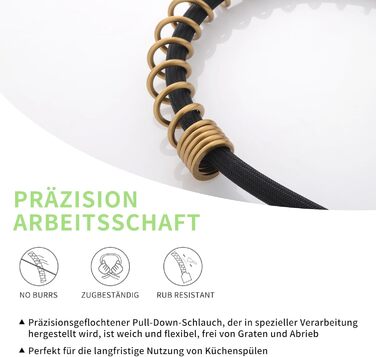 Кухонний змішувач AIMADI висувний, високого тиску, з 2 режимами (струя та туман), поворотний на 360°, однолеверний для кухонної мийки (золото)