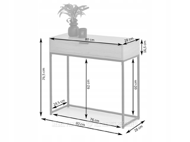 Консольний столик Mebel-Partner, білий матовий, 80 x 76,5 x 28 см
