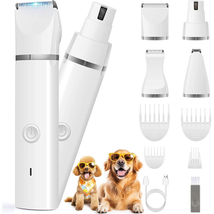 Триммер для собак Pw Trim Pro: тихий, водонепроникний, для догляду за лапами, очима, вухами, обличчям та тілом (набір)