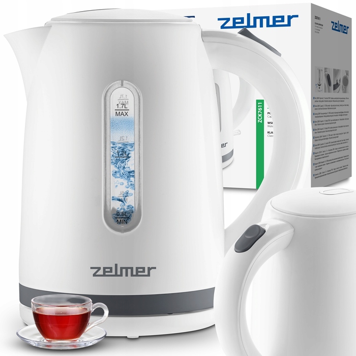 Електричний чайник Zelmer ZCK7611, 2200 Вт, 1,7 л, білий
