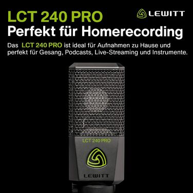 Конденсаторний мікрофон LCT 240 PRO XLR для вокалу, інструментів, подкастів та стрімінгу - професійний звук. У комплекті: мікрофонна стійка, поп-фільтр, кейс