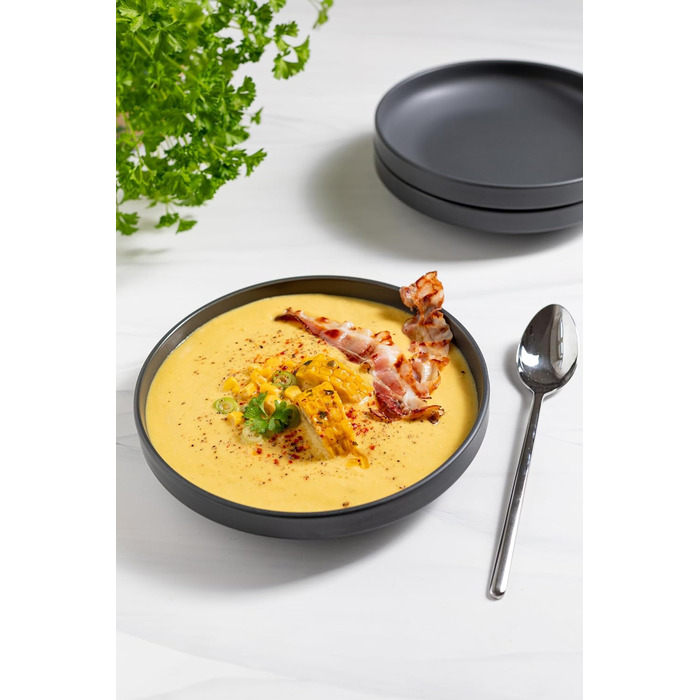 Набір тарілок MÄSER Serie Vada (12 шт.) - сучасний дизайн, шведська якість, для 4 осіб, порцелан, білий глянцевий/сірий матовий