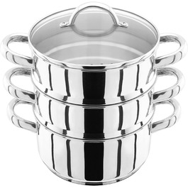 Набір пароварки Judge з нержавіючої сталі з 3 рівнями, 18 см, 1 л каструля, 2 пароварки та кришка, сумісний з індукцією, у подарунковій коробці