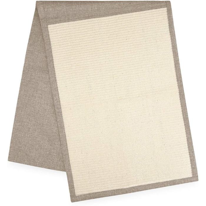 Navaris Cat Scratch Mat Scratch Protection Sofa - Sisal Scratch Rug 130 x 45 cm for Cat - Couch Cat Scratch Mat - also suitable for dogs - (Light Brown - white)