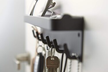 YAMAZAKI 2754 SMART Magnetic Key Hook with Tray, White, Steel, Minimalist Design, 24.5 x 4.5 x 6 cm (LxWxH) (Black)