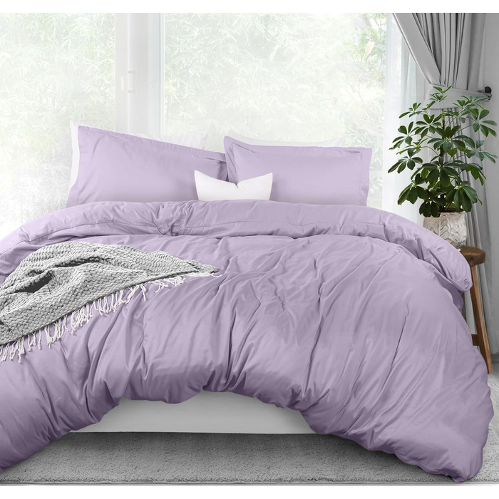 Комплект постільної білизни Utopia Bedding, повний розмір: простирадло на гумці, 2 наволочки, 203 x 228 см, ультрам'яка мікрофібра, лаванда