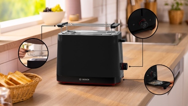 Тостер Bosch TAT3M123, чорний, 950 Вт