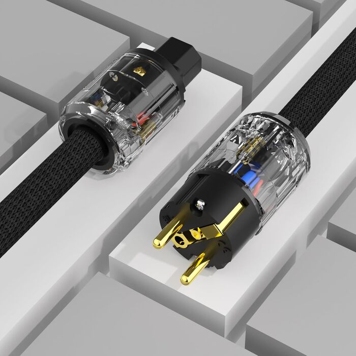 Hi-Fi мережевий кабель Monosaudio P029 1.5м, мідний OFC, High-End кабель живлення EU Schuko — IEC C15 для підсилювача, DVD, сабвуфера та декодера