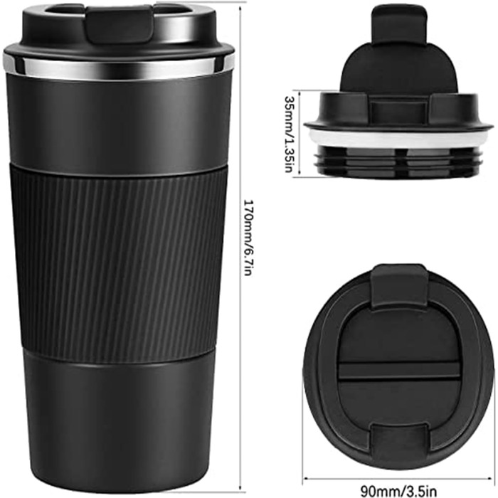 Термокружка-термоізольована чашка з нержавіючої сталі, туристична термокружка, вакуумна, не протікає, з кришкою, для автомобіля, з подвійними стінками, для води, чаю, кави, 380мл (Червоний, 510 мл)